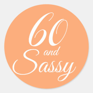 Tropisch Oranje 60 Sassy 60ste verjaardag Ronde Sticker
