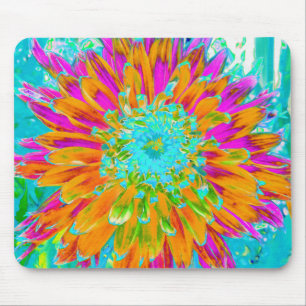 Tropisch Oranje en warm roze decoratieve Dahlia Muismat