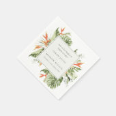 Tropisch Oranje Groene Laffy Botanical Wedding Servet (Hoek)