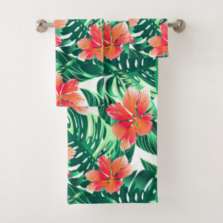 Tropisch oranje hibiscus bad handdoek