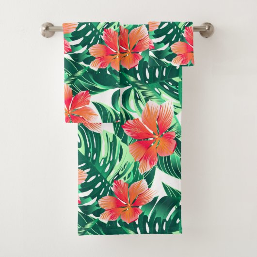 Tropisch oranje hibiscus bad handdoek (Insitu)