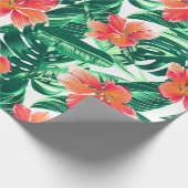 Tropisch oranje hibiscus cadeaupapier (Hoek)