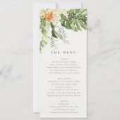Tropisch Oranje Leafy Botanical Wedding Menu Kaart (Voorkant)