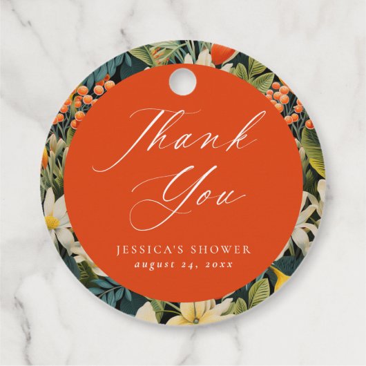 Tropisch Oranje Paradijs Dank U Bedankjes Labels (Achterkant)