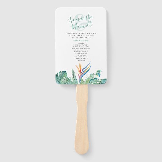 Tropisch Oranje Vloerweddenschap Handwaaier (Voorkant)