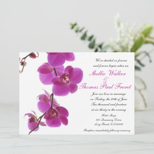 Tropisch orchidee bruiloft kaart (Staand voorkant)