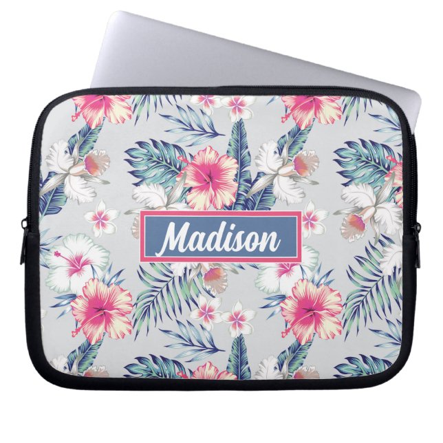 Tropisch orchidee Floral Pattern Laptop Sleeve (Voorkant)