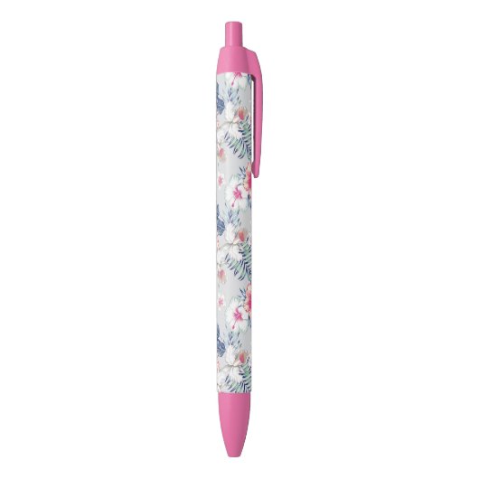 Tropisch orchidee Floral Pattern Zwarte Inkt Pen (Achterkant (Verticaal))