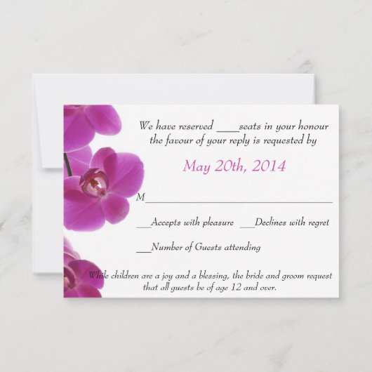 Tropisch Orchidee Huwelijksuitnodiging Reactiekaar RSVP Kaartje (Achterkant)
