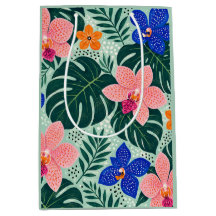 Tropisch Orchidee & Monstera Bloemmotief