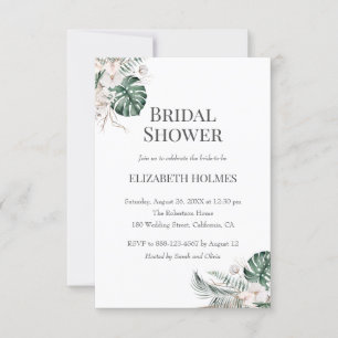 Tropisch orchidee Monstera Bridal Shower Invitatio Kaart