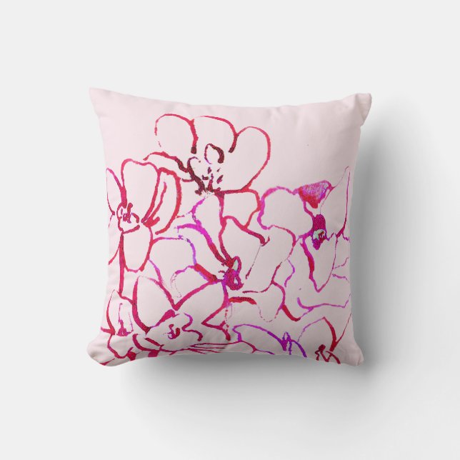 Tropisch orchidee roze pillow kussen (Voorkant)
