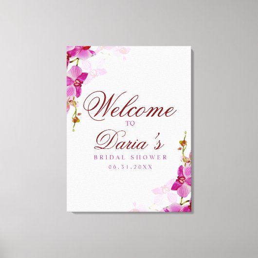 Tropisch orchidee welkomstteken canvas afdruk (Voorkant)