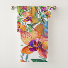 Tropisch orchideeënpatroon bad handdoek