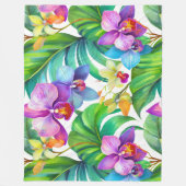 Tropisch orchideeënpatroon fleece deken (Voorkant)