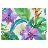 Tropisch orchideeënpatroon groot cadeauzakje (Achterkant)