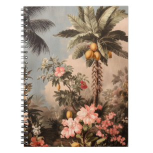 Tropisch oud paradijs met palmbomen notitieboek