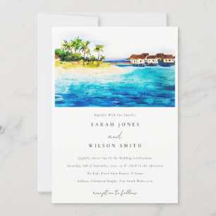 Tropisch overwater Villa Seascape Beach Weddenscha Kaart