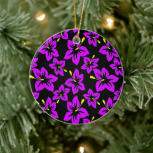 Tropisch Paarse Hawaiian Hibiscus Flowers Keramisch Ornament