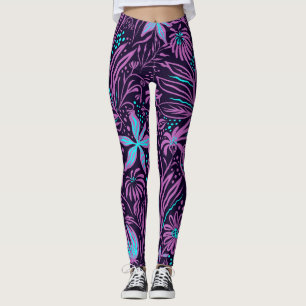 Tropisch Paarse Leggings