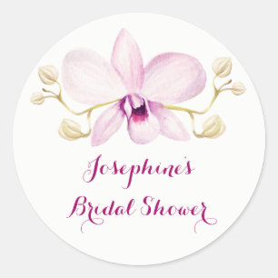 Tropisch Paarse Orchidee Floral Vrijgezellenfeest Ronde Sticker