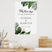 Tropisch palm Banana Leaf Greenery Modern Welkom Poster (Keuken)
