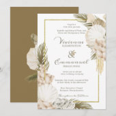 Tropisch palm Boho White Floral Wedding Kaart (Voorkant / Achterkant)