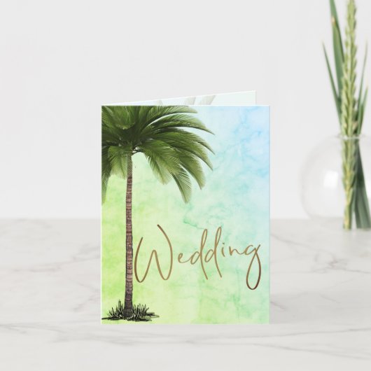 Tropisch palm Elegant Modern Green Wedding (Voorkant)