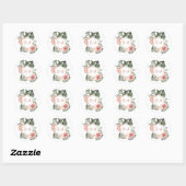 Tropisch palm en Rozen bruiloft monogram Ronde Sticker (Vel)