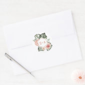 Tropisch palm en Rozen bruiloft monogram Ronde Sticker (Envelop)