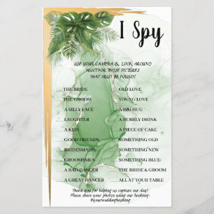Tropisch palm I Spy Weddenschap Reception Game Car Flyer