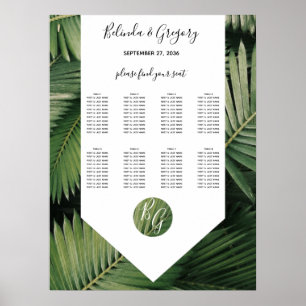 Tropisch palm laat Greenery Wedding Seding Chart a Poster