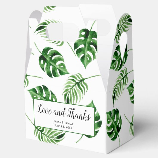 Tropisch palm Leaf Destination Weddenschap Bedankt Bedankdoosjes (Geopend)