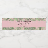 Tropisch palm Leaf Green Pattern Weddenschap Water Waterfles Etiket (Enkel label)