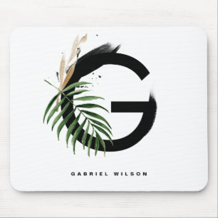 Tropisch palm Leaf Letter G Monogram Gepersonalise Muismat