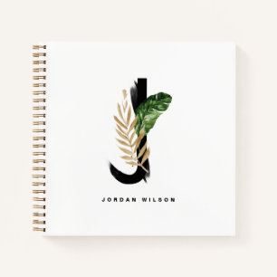 Tropisch palm Leaf Letter J Monogram Gepersonalise Notitieboek