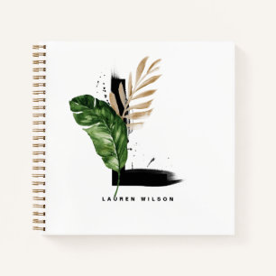 Tropisch palm Leaf Letter L Monogram Gepersonalise Notitieboek
