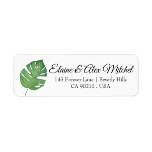 Tropisch palm Leaf Modern Return-mailadres Etiket