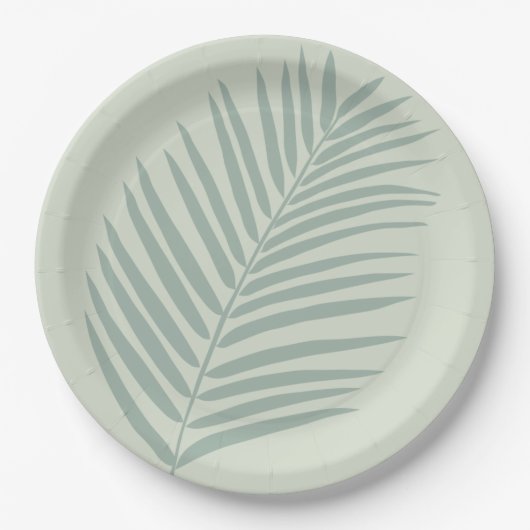 Tropisch palm Leaf Sage Green Papieren Bordje (Voorkant)
