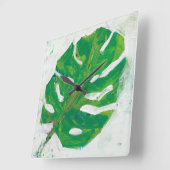 Tropisch | Palm Leaf Vierkante Klok (Hoek)