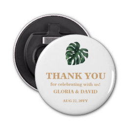 Tropisch palm Leaf Wedding Button Flesopener