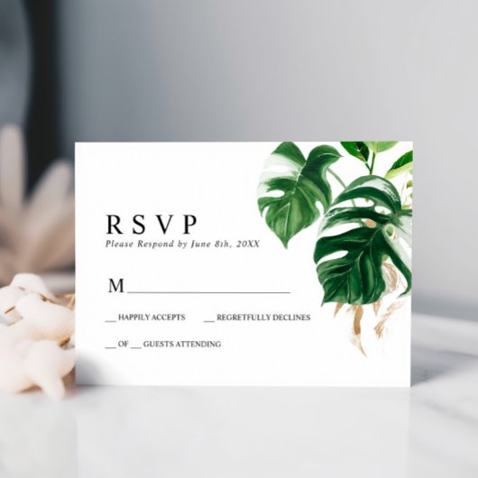 Tropisch palm Leaf Wedding RSVP