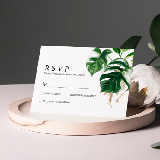 Tropisch palm Leaf Wedding RSVP