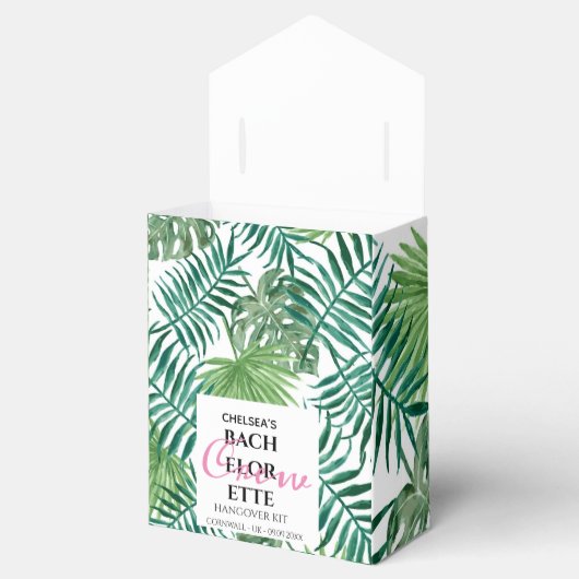 Tropisch palm Leaves Bachelorette Hangover Kit Bedankdoosjes (Geopend)