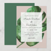 Tropisch palm leest Greenery Modern Wedding Kaart (Voorkant / Achterkant)