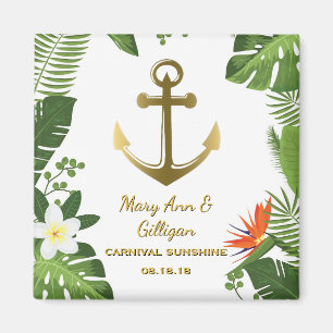 Tropisch palm leest Nautical Anchor Wedding Favor Magneet