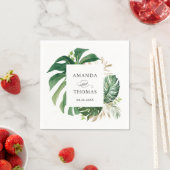 Tropisch palm leveert roestvrijgezellig huwelijk servet (Insitu)