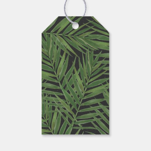 Tropisch palm Night Sky Modern Initialen Weddensch Cadeaulabel (Achterkant)