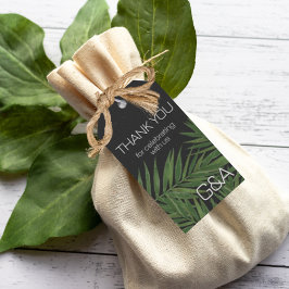 Tropisch palm Night Sky Modern Initialen Weddensch Cadeaulabel