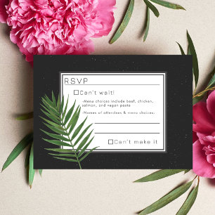 Tropisch palm Night Sky Modern minimalist RSVP Notitiekaartje